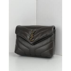 Saint Laurent Olive Green Quilted Toy Loulou Crossbody Bag C-5